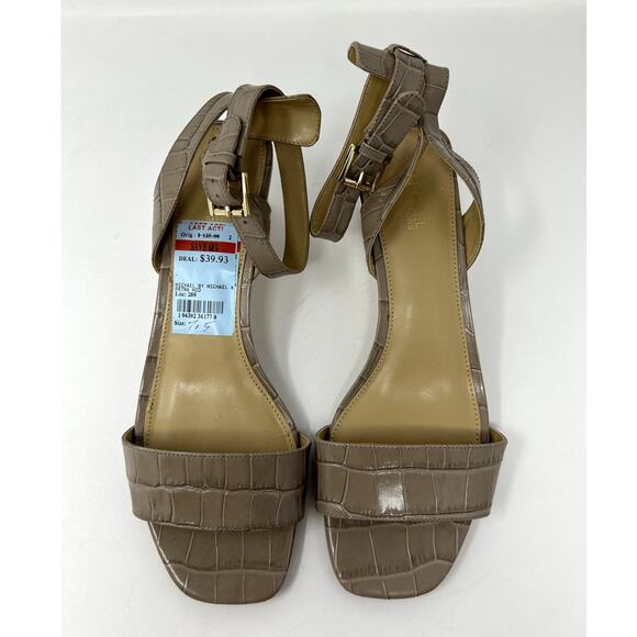 Michael Kors Womens Petra Mid Sandals Shoes Truffle Embossed Leather Size 7.5 M - Picture 4 of 7